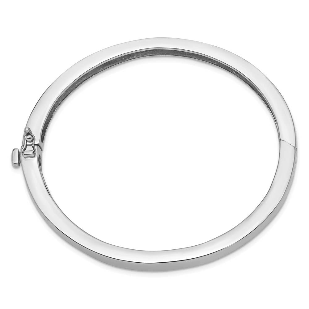 Alternative view of 6.3mm 14k White Gold Polished Solid Open Back Hinged Bangle Bracelet