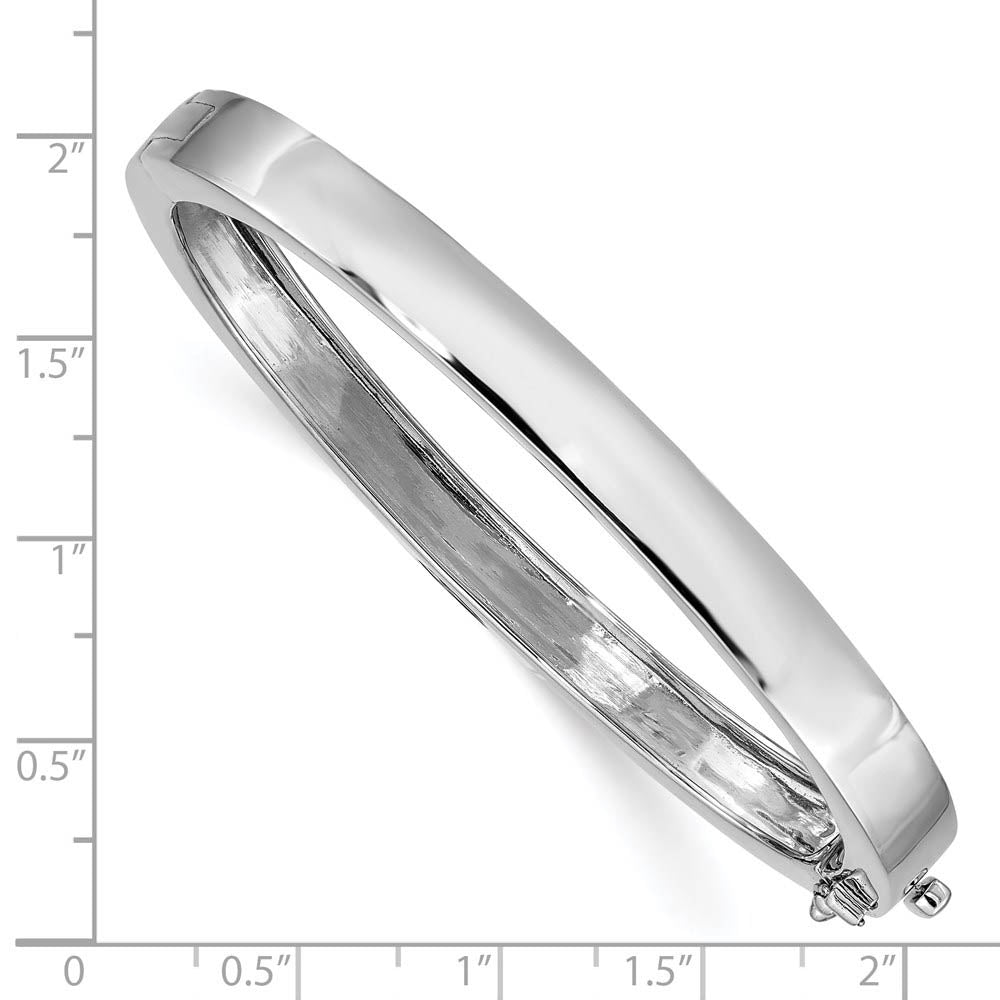 Alternate view of the 6.3mm 14k White Gold Polished Solid Open Back Hinged Bangle Bracelet by The Black Bow Jewelry Co.