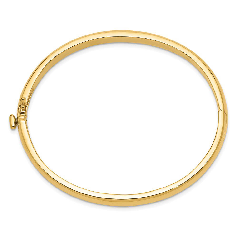 Alternative view of 5.6mm 14k Yellow Gold Polished Solid Half Round Hinged Bangle Bracelet