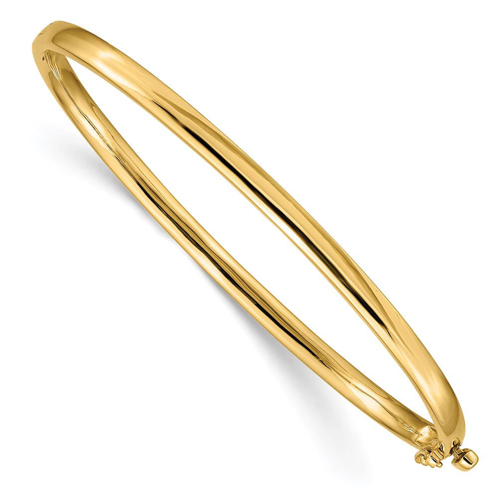 3.6mm 14k Yellow Gold Polished Solid Half Round Hinged Bangle Bracelet, Item B13559 by The Black Bow Jewelry Co.