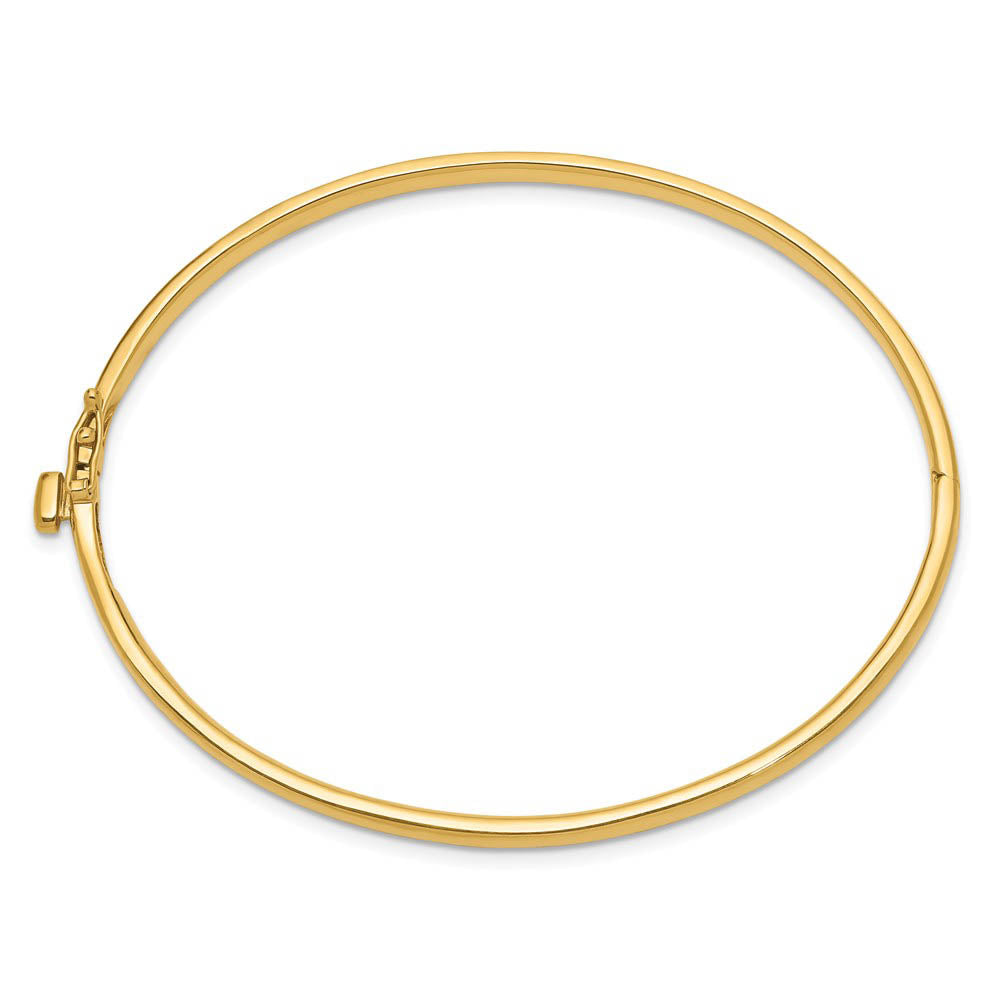 Alternative view of 3.6mm 14k Yellow Gold Polished Solid Half Round Hinged Bangle Bracelet