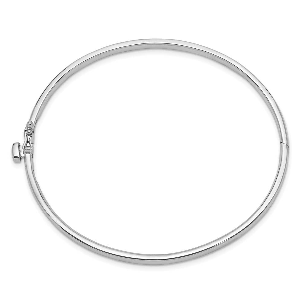 Alternative view of 3.6mm 14k White Gold Polished Solid Half Round Hinged Bangle Bracelet
