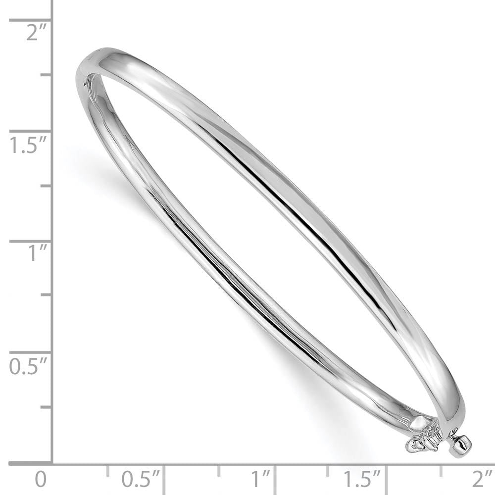 Alternate view of the 3.6mm 14k White Gold Polished Solid Half Round Hinged Bangle Bracelet by The Black Bow Jewelry Co.