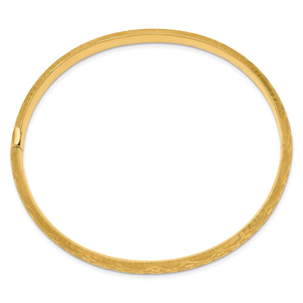 Alternative view of 6.5mm, 14k Yellow Gold, Diamond Cut Fancy Hinged Bangle Bracelet