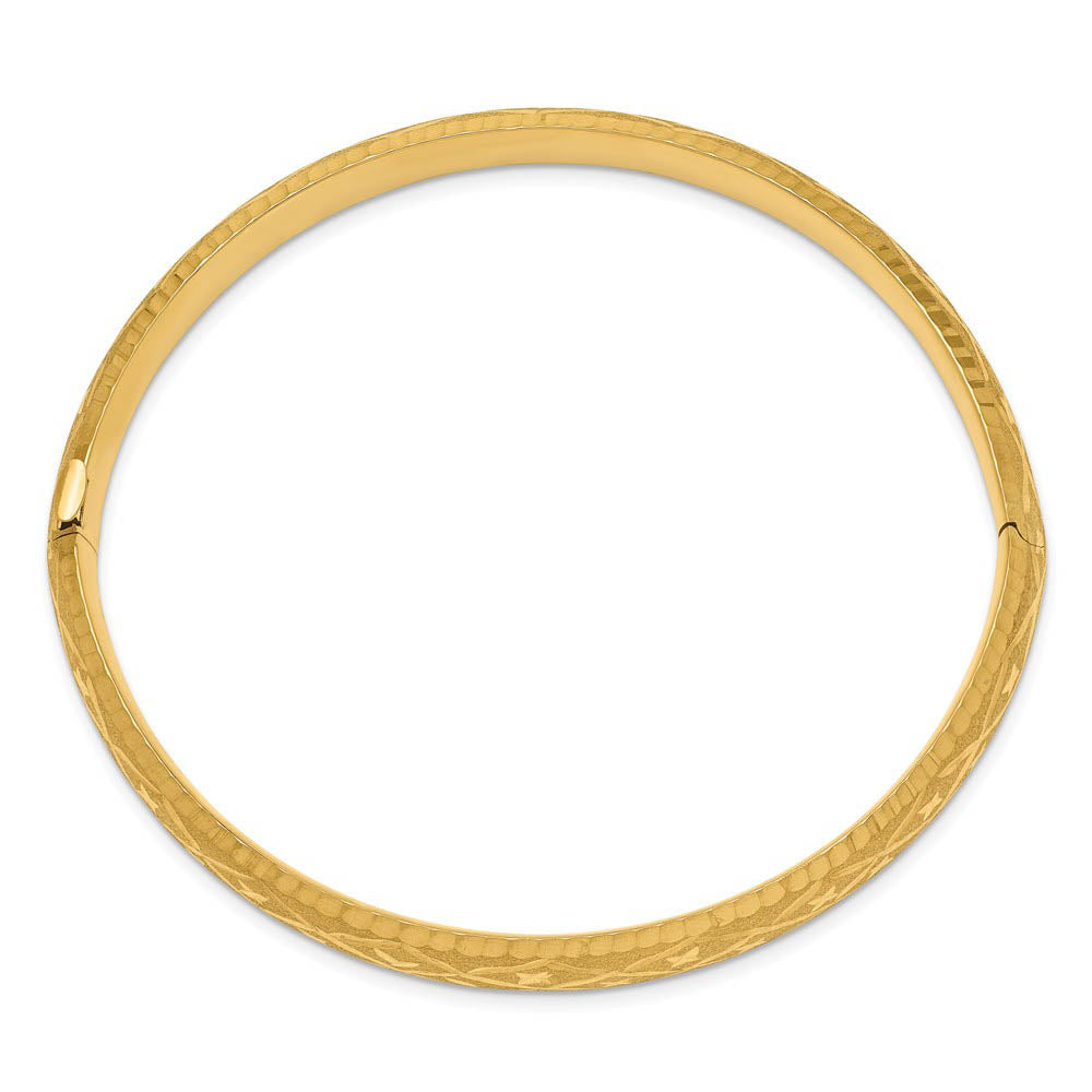 Alternative view of 8.5mm 14k Yellow Gold Diamond Cut Fancy Hinged Bangle Bracelet
