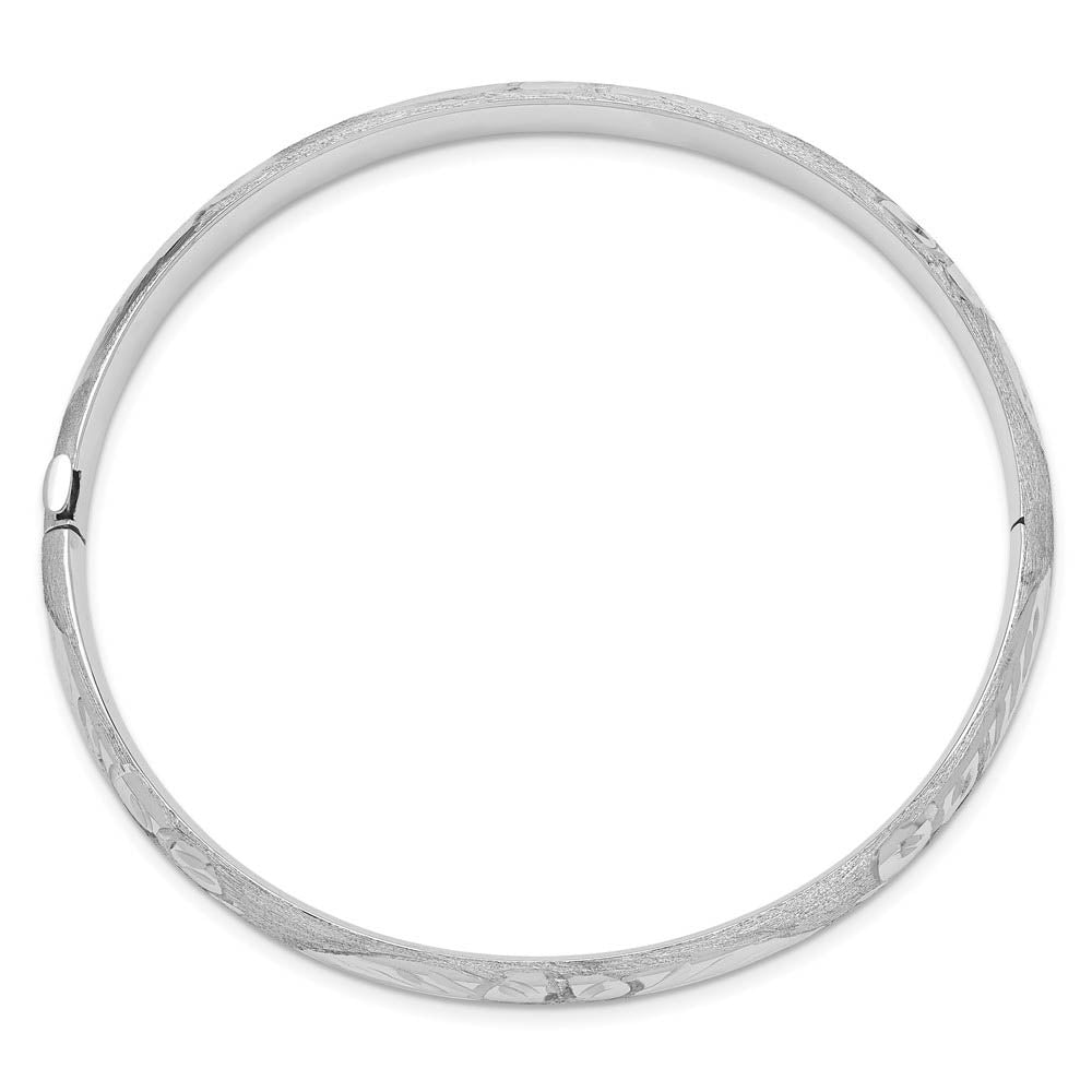 Alternative view of 6mm 14k White Gold Florentine Engraved Hinged Bangle Bracelet