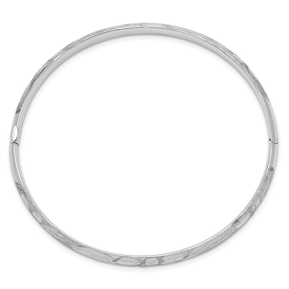 Alternative view of 5mm 14k White Gold Florentine Engraved Hinged Bangle Bracelet