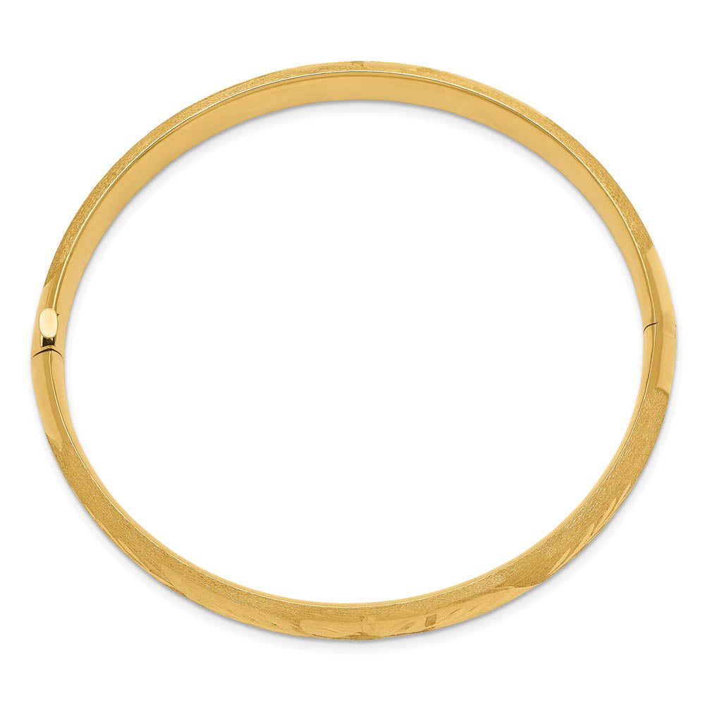 Alternative view of 8mm 14k Yellow Gold Florentine Engraved Hinged Bangle Bracelet, 7 Inch