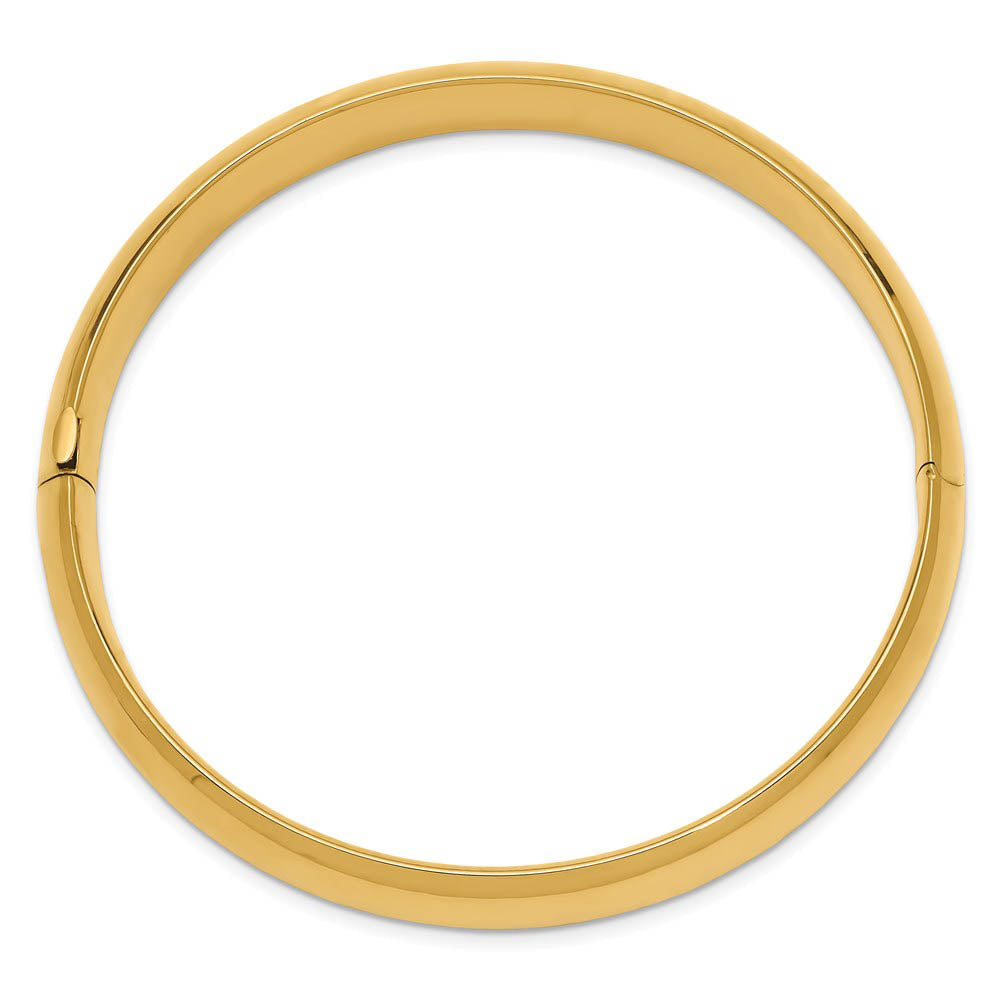 Alternative view of 10mm 14k Yellow Gold Polished Domed Hinged Bangle Bracelet, 7 Inch