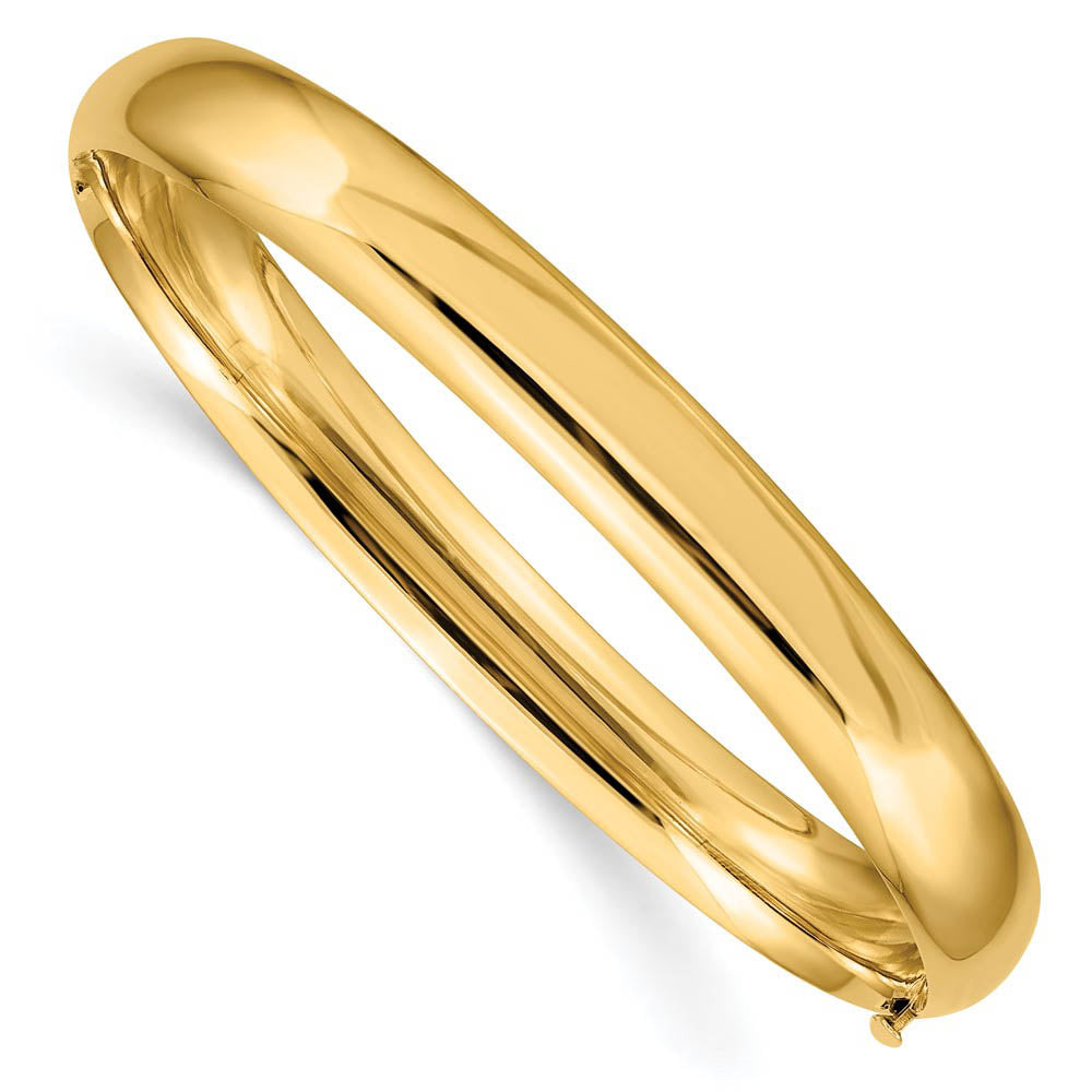 8mm 14k Yellow Gold Polished Domed Hinged Bangle Bracelet, 7 Inch, Item B13597 by The Black Bow Jewelry Co.