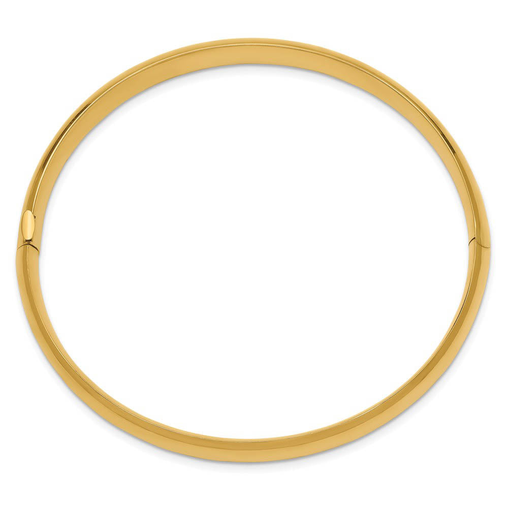 Alternative view of 8mm 14k Yellow Gold Polished Domed Hinged Bangle Bracelet, 7 Inch