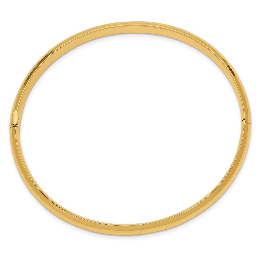Alternative view of 6mm 14k Yellow Gold Polished Domed Hinged Bangle Bracelet, 8 Inch