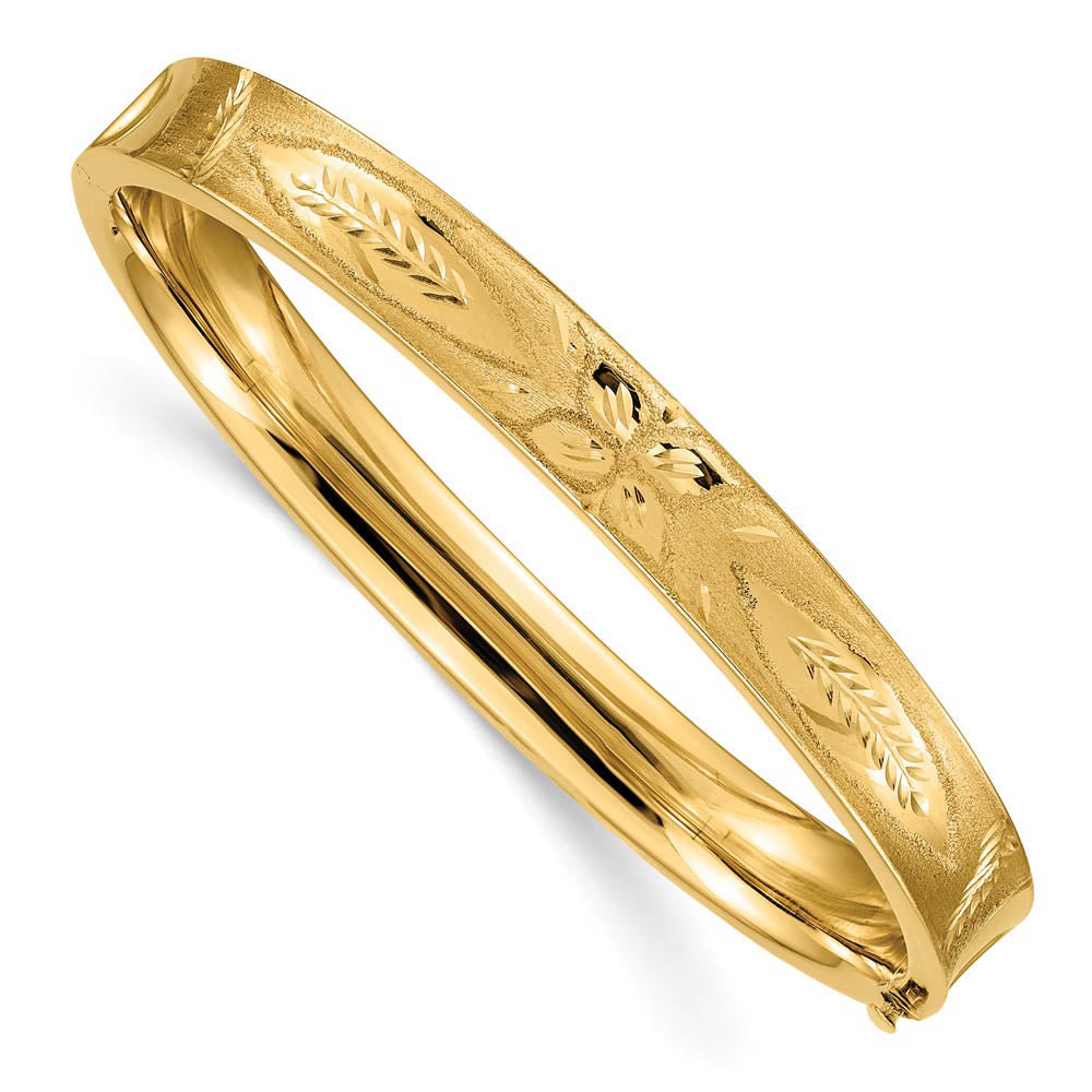 8mm 14k Yellow Gold Diamond Cut Concave Hinged Bangle Bracelet, 8 Inch, Item B13604 by The Black Bow Jewelry Co.