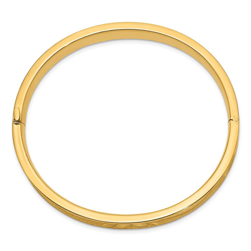 Alternative view of 8mm 14k Yellow Gold Diamond Cut Concave Hinged Bangle Bracelet, 8 Inch