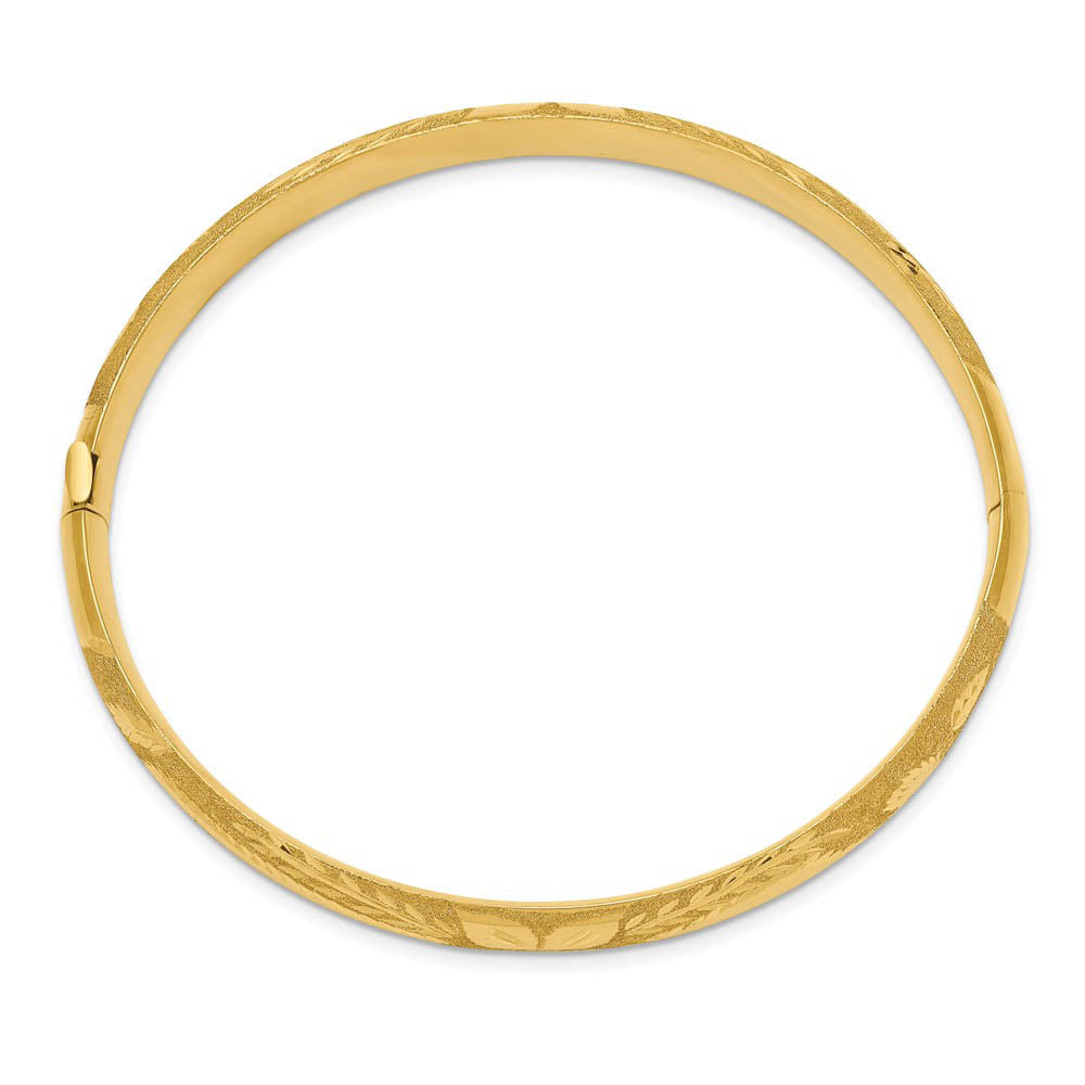 Alternative view of 8mm 14k Yellow Gold Laser Cut Domed Hinged Bangle Bracelet, 7 Inch