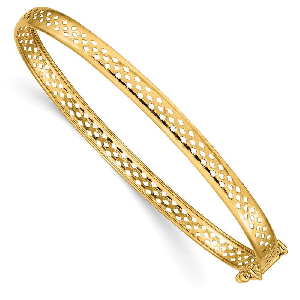4.75mm 14k Yellow Gold Cutout Open Back Hinged Bangle Bracelet, Item B13607 by The Black Bow Jewelry Co.