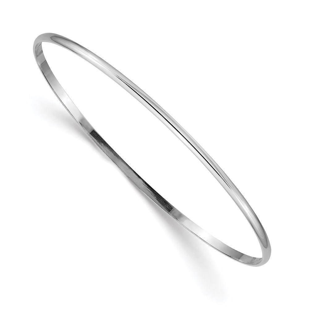 2mm 14k White Gold Solid Polished Half-Round Slip-On Bangle Bracelet, Item B13611 by The Black Bow Jewelry Co.