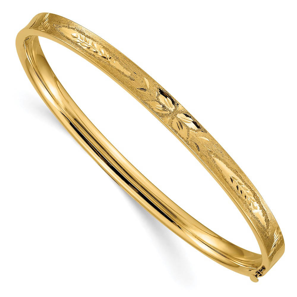 5mm 14k Yellow Gold Diamond Cut Concave Hinged Bangle Bracelet, 7 Inch, Item B13616 by The Black Bow Jewelry Co.