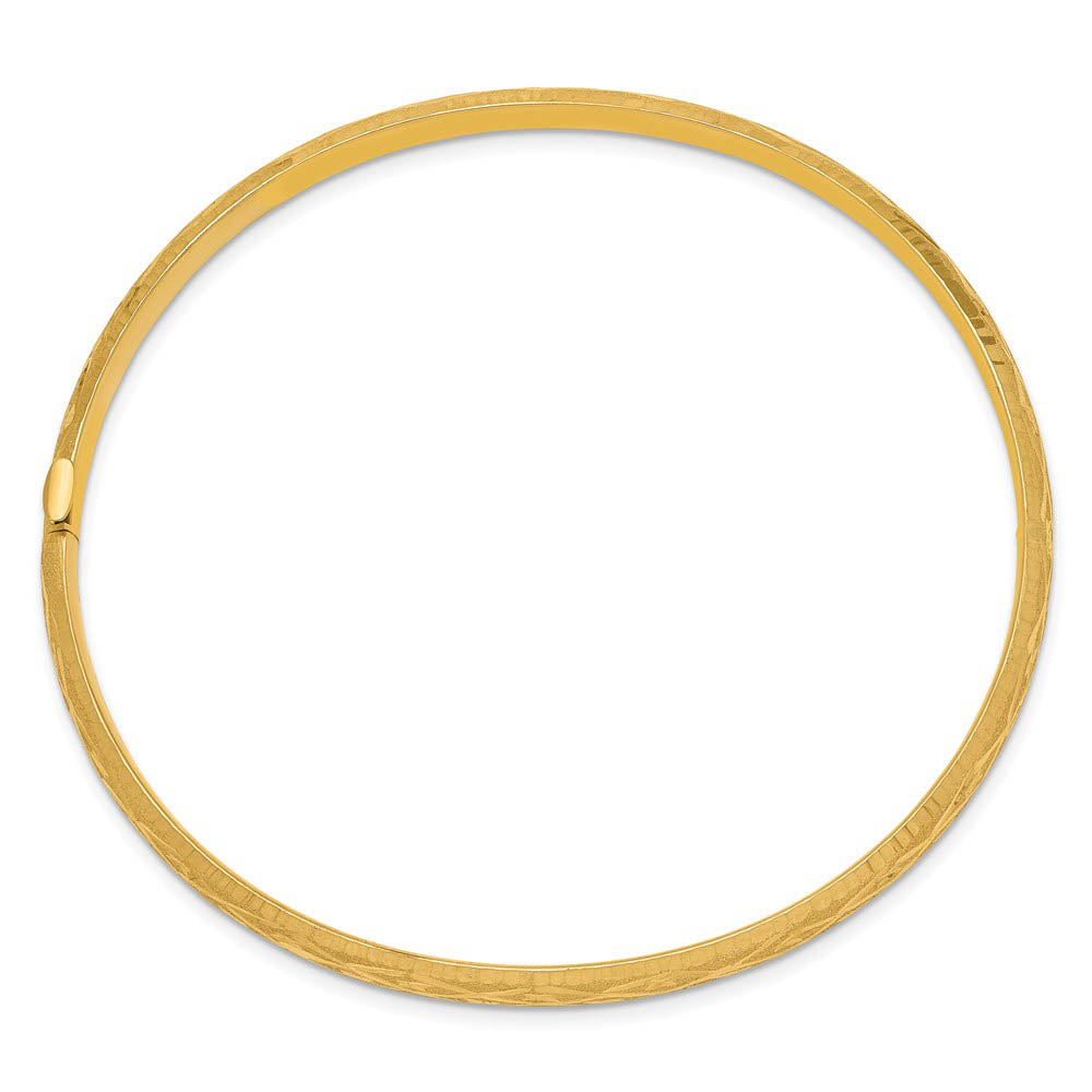 Alternative view of 4.75mm 14k Yellow Gold Diamond Cut Fancy Hinged Bangle Bracelet