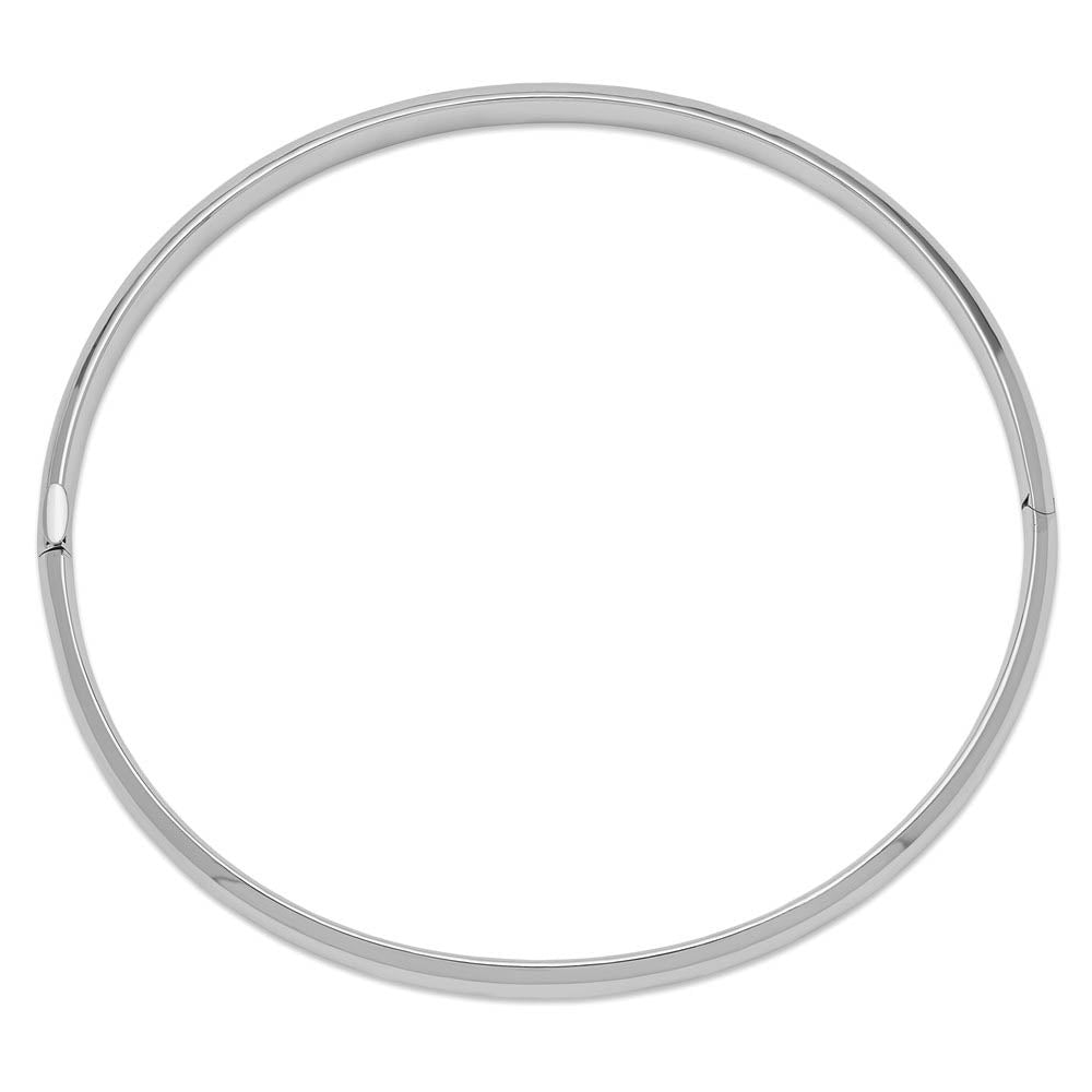 Alternative view of 4mm 14k White Gold High Polished Domed Hinged Bangle Bracelet