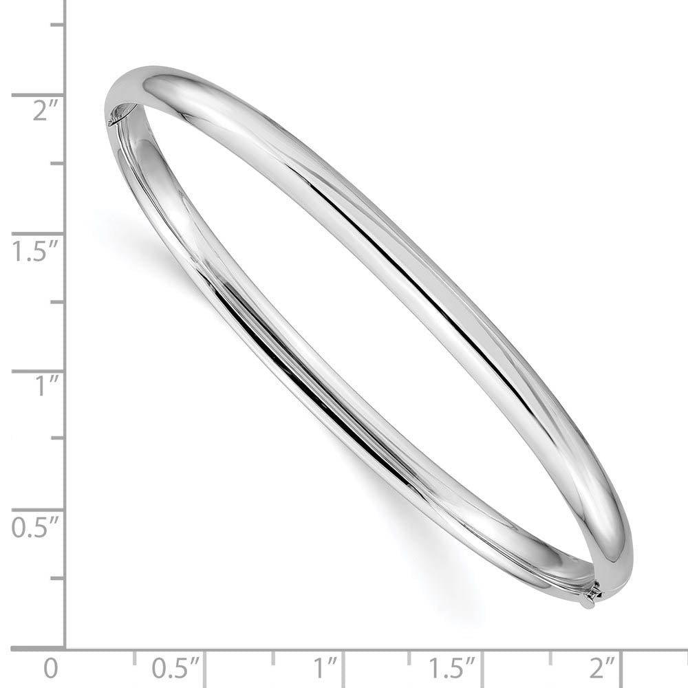 Alternate view of the 4mm 14k White Gold High Polished Domed Hinged Bangle Bracelet by The Black Bow Jewelry Co.