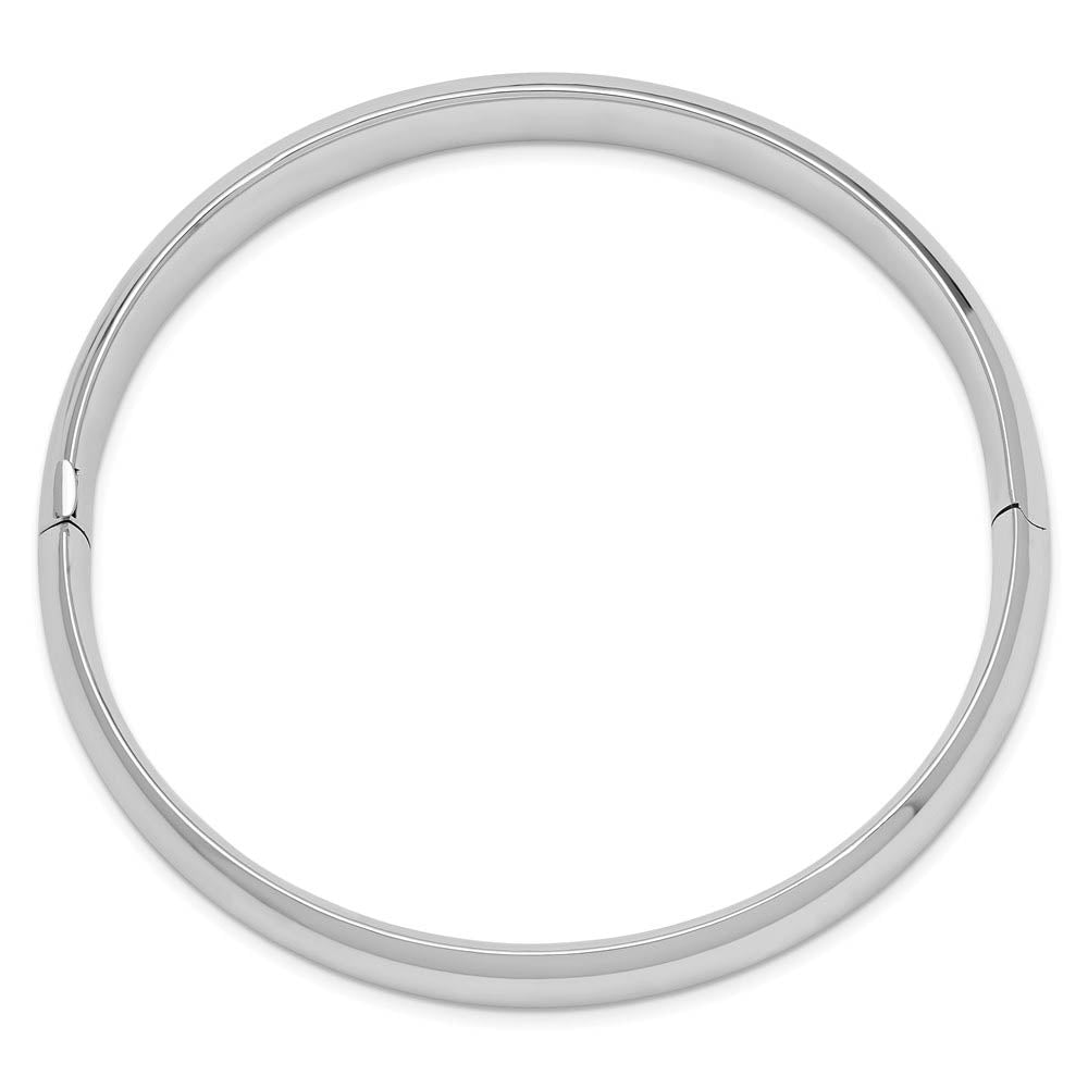 Alternate view of the 10mm 14k White Gold High Polished Domed Hinged Bangle Bracelet by The Black Bow Jewelry Co.