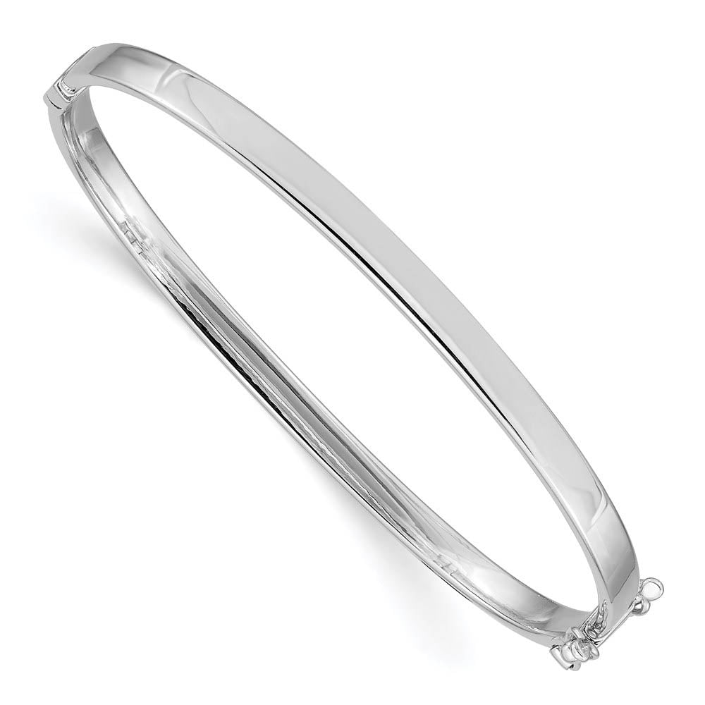 4mm 14k White Gold High Polished Flat Hinged Bangle Bracelet, Item B13640 by The Black Bow Jewelry Co.