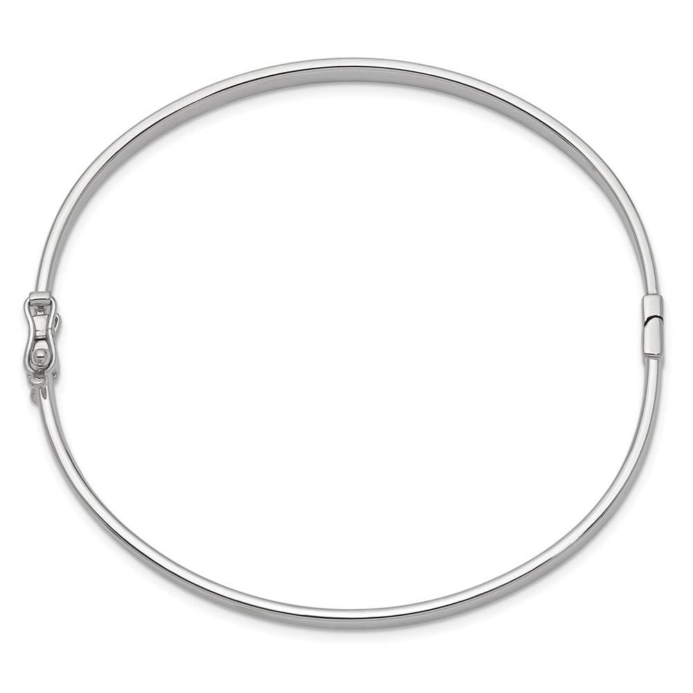 Alternative view of 4mm 14k White Gold High Polished Flat Hinged Bangle Bracelet