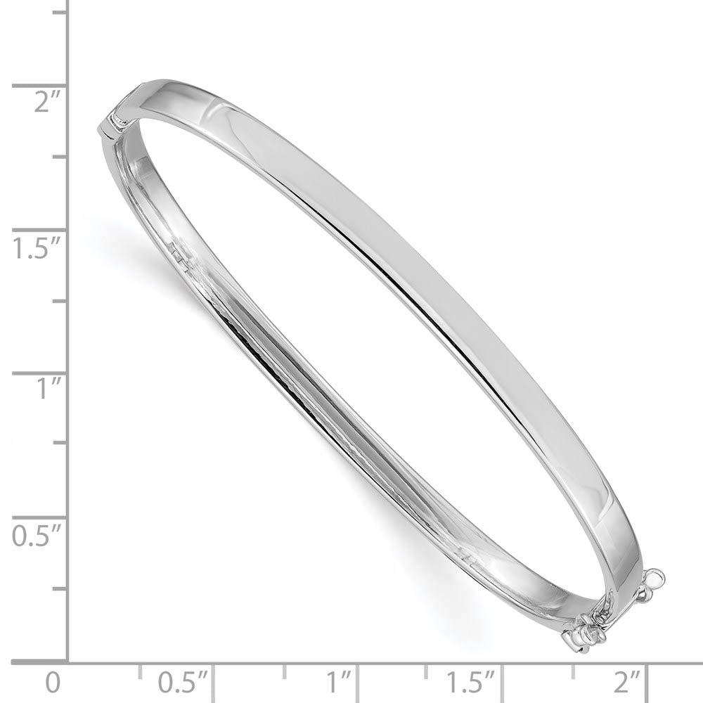 Alternate view of the 4mm 14k White Gold High Polished Flat Hinged Bangle Bracelet by The Black Bow Jewelry Co.