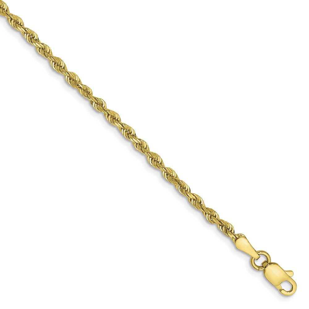 2.25mm 10k Yellow Gold D/C Quadruple Rope Chain Bracelet, Item B15542 by The Black Bow Jewelry Co.
