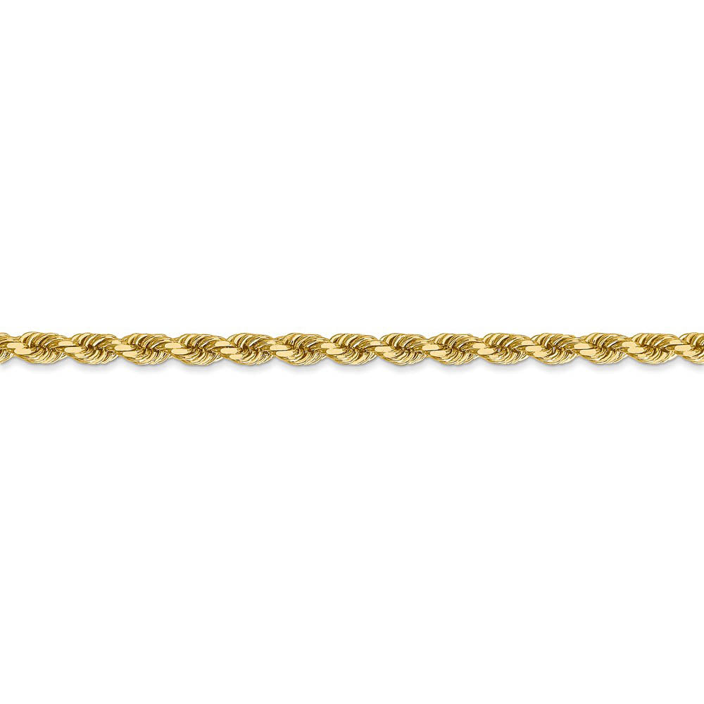 Alternative view of 3.5mm 14k Yellow Gold Solid Diamond Cut Rope Chain Bracelet, 8 inch