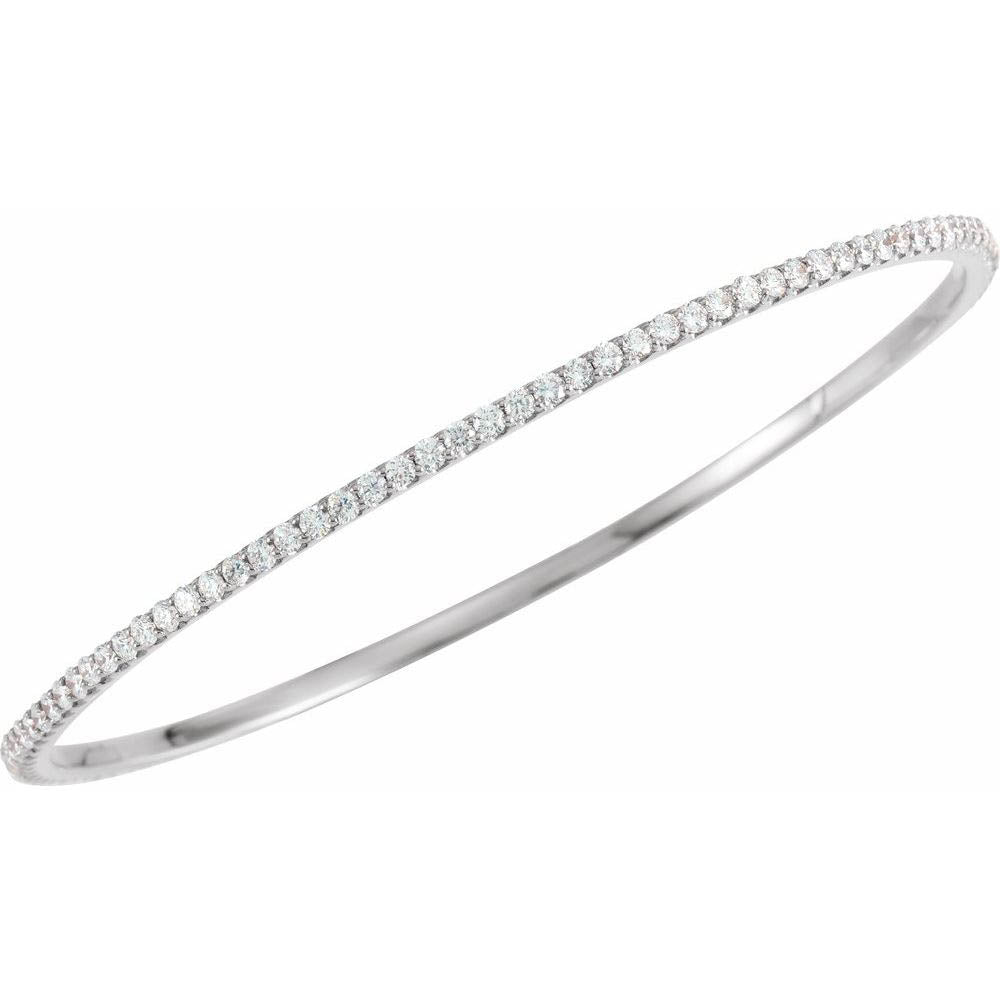 Alternate view of the 2.25mm 14k Yellow, White or Rose Gold 3 Ctw Diamond Bangle Bracelet by The Black Bow Jewelry Co.