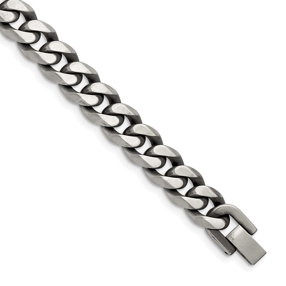 10.5mm Stainless Steel Antiqued Beveled Curb Chain Bracelet, 8.5 Inch, Item B18725 by The Black Bow Jewelry Co.