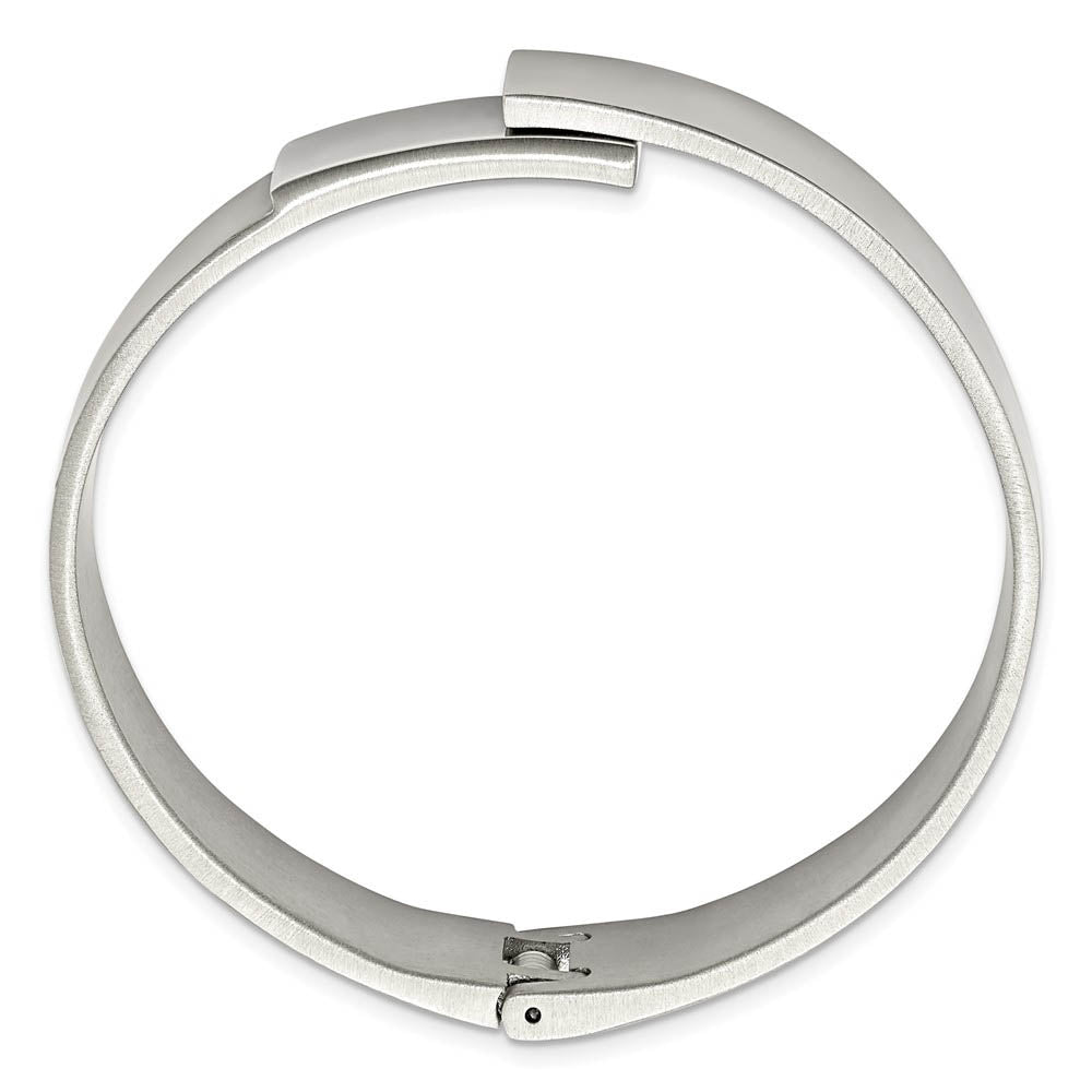 Alternative view of 13mm Stainless Steel Brushed & Polished Hinged Bangle Bracelet, 7 Inch