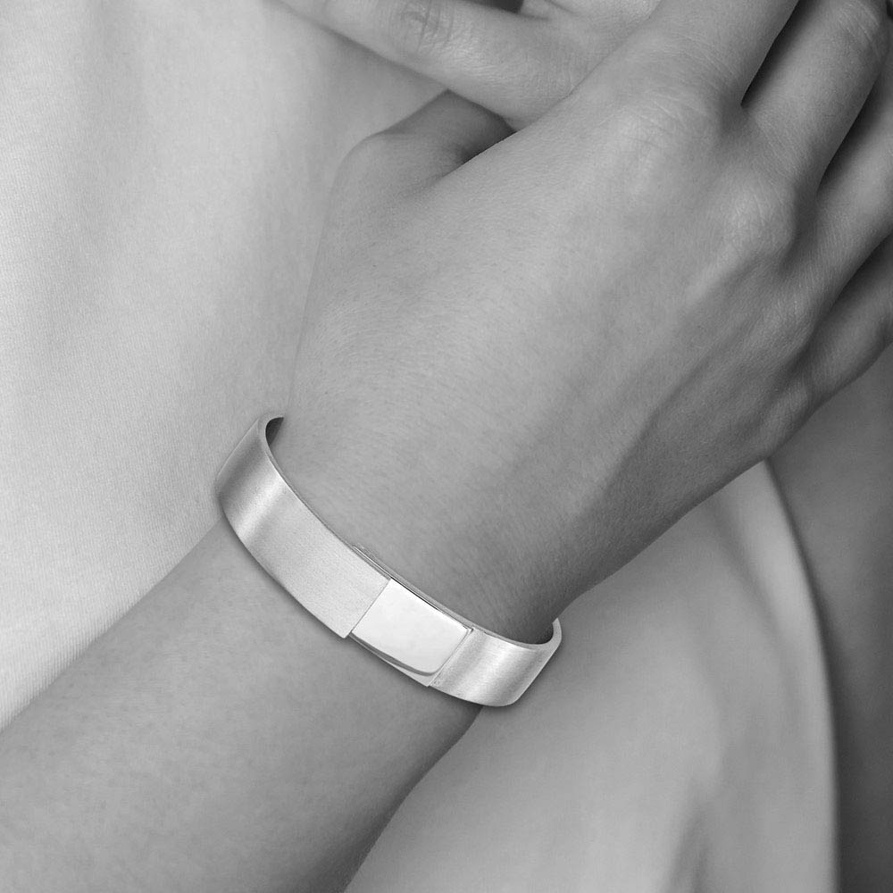 Alternate view of the 13mm Stainless Steel Brushed & Polished Hinged Bangle Bracelet, 7 Inch by The Black Bow Jewelry Co.