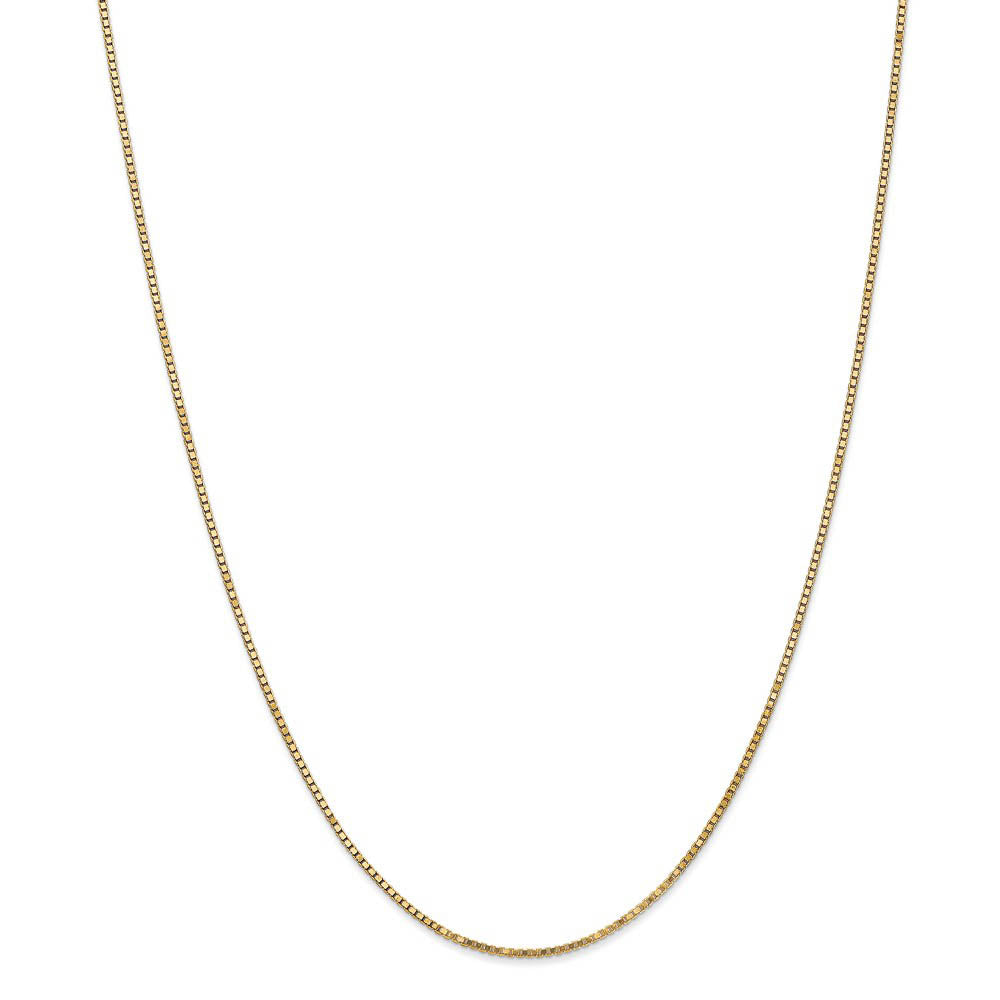 1.3mm 14k Yellow Gold Solid Box Chain Necklace