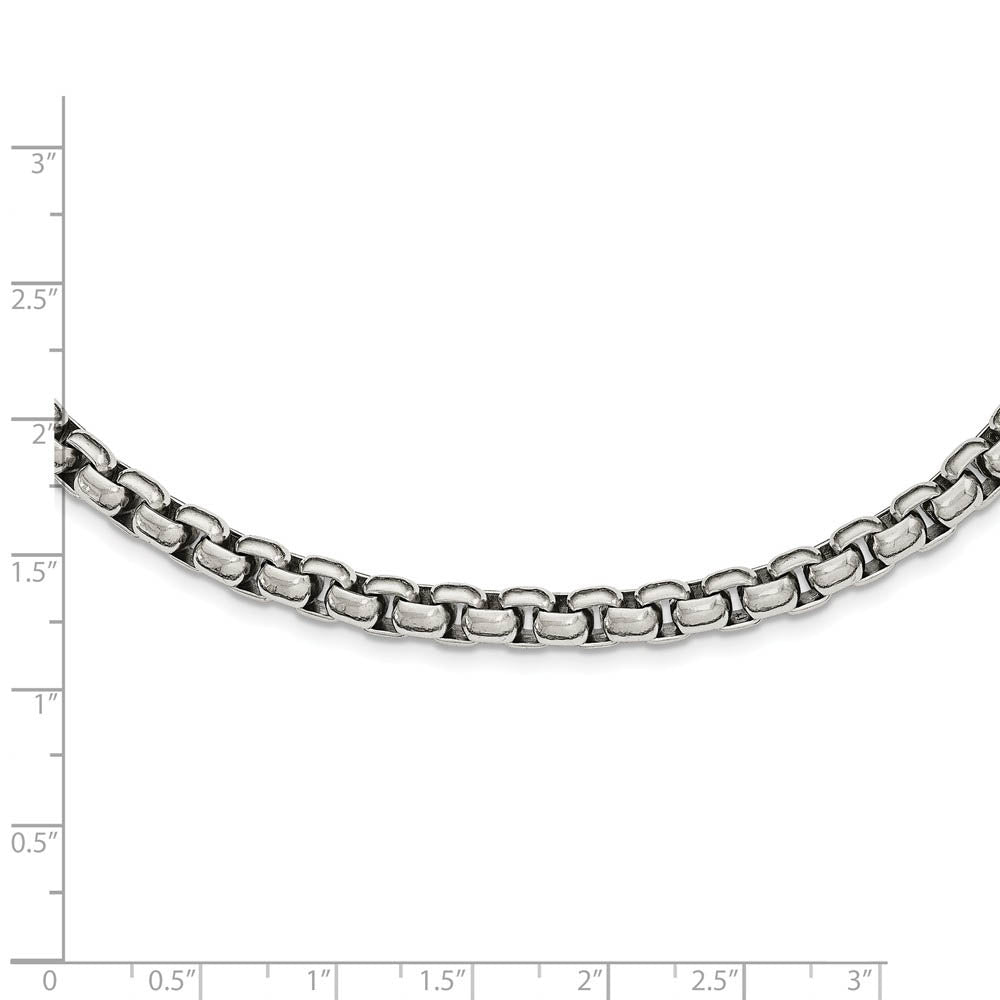 Alternate view of the Men's 5.5mm Stainless Steel Polished Rolo Chain Necklace, 24 Inch by The Black Bow Jewelry Co.