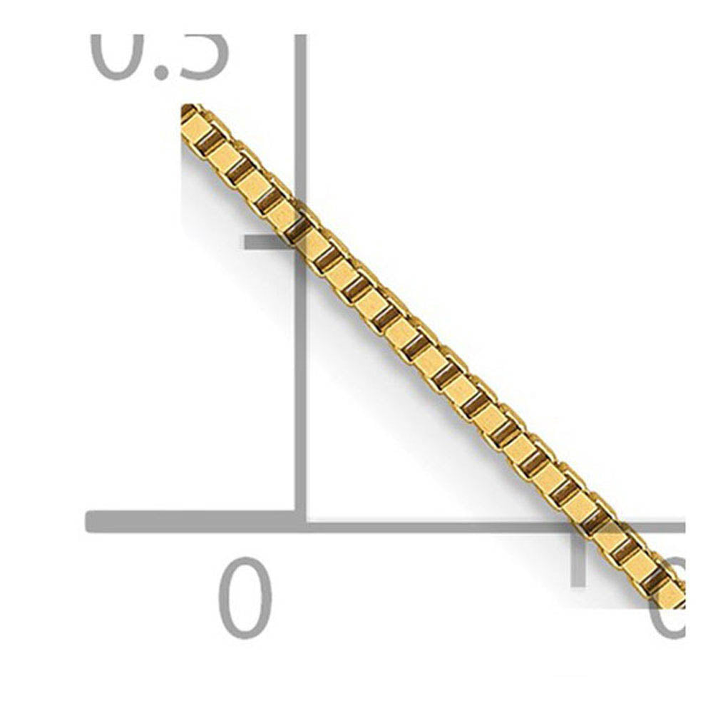 Alternate view of the 0.8mm 14k Yellow Gold Solid Box Chain Spring Ring Clasp Necklace by The Black Bow Jewelry Co.