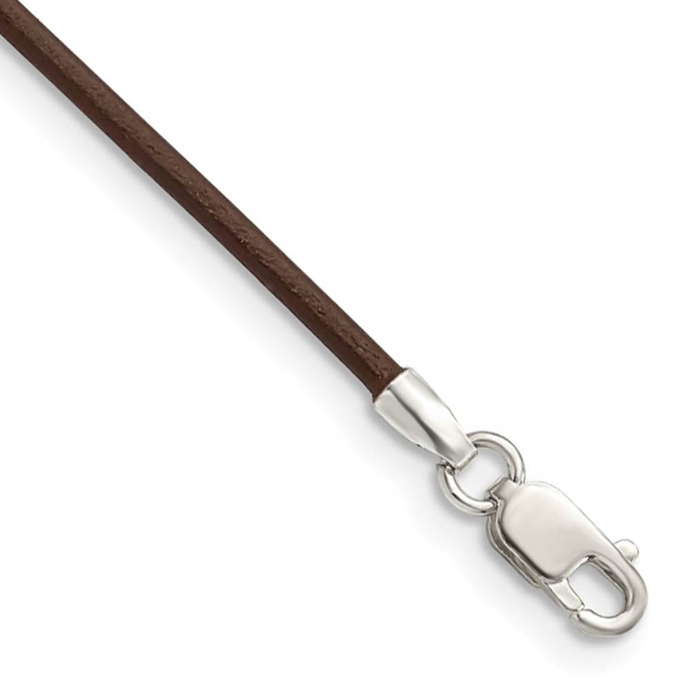 1.5mm Brown Leather Cord Chain & Sterling Silver Clasp Necklace, Item C10788 by The Black Bow Jewelry Co.