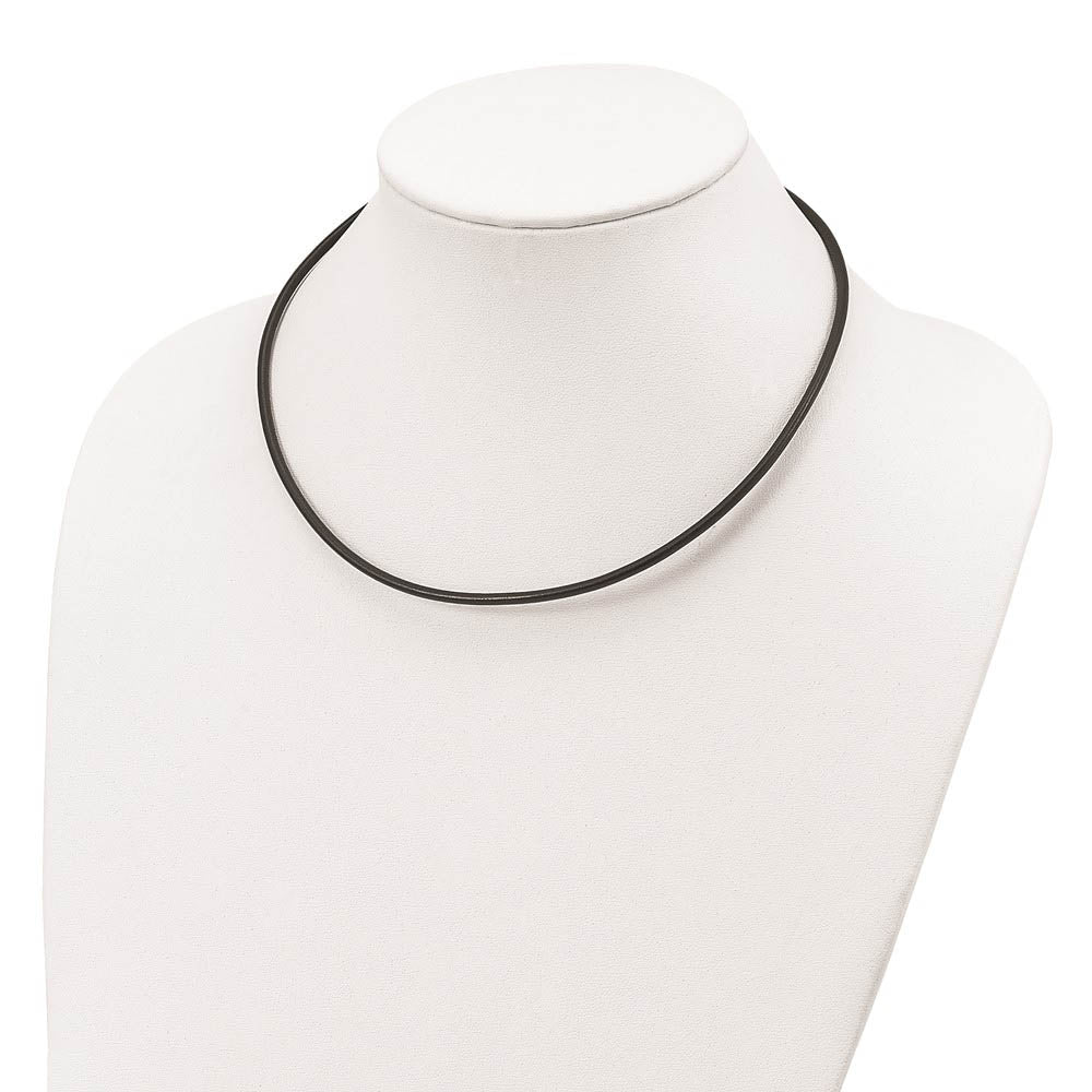 Alternate view of the 3mm Black Leather Cord Chain & Sterling Silver Clasp Necklace by The Black Bow Jewelry Co.