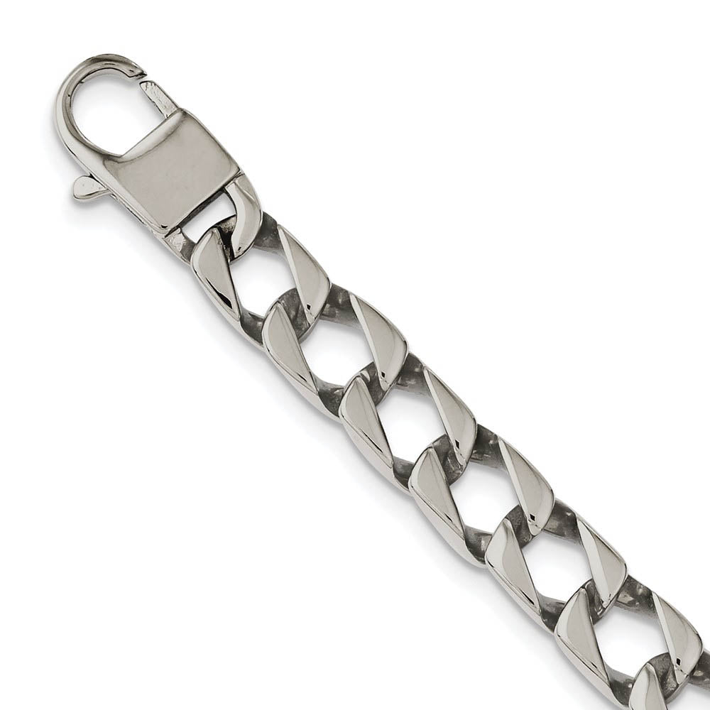 Alternate view of the Men's 9mm Stainless Steel Polished Square Curb Chain Necklace, 24 Inch by The Black Bow Jewelry Co.