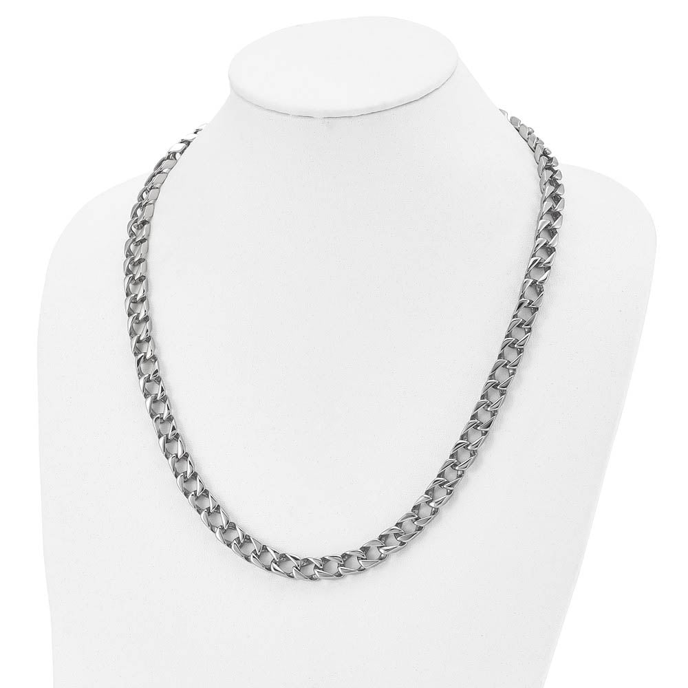 Alternate view of the Men's 9mm Stainless Steel Polished Square Curb Chain Necklace, 24 Inch by The Black Bow Jewelry Co.