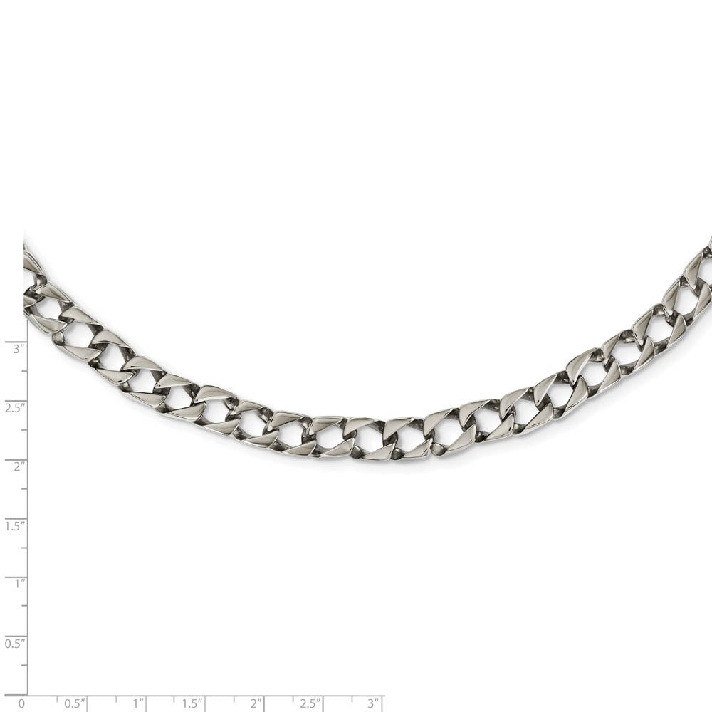 Alternate view of the Men's 9mm Stainless Steel Polished Square Curb Chain Necklace, 24 Inch by The Black Bow Jewelry Co.