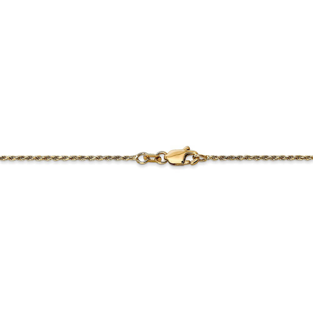 Alternate view of the 1.15mm, 14k Yellow Gold, Diamond Cut Rope Chain Anklet or Bracelet by The Black Bow Jewelry Co.