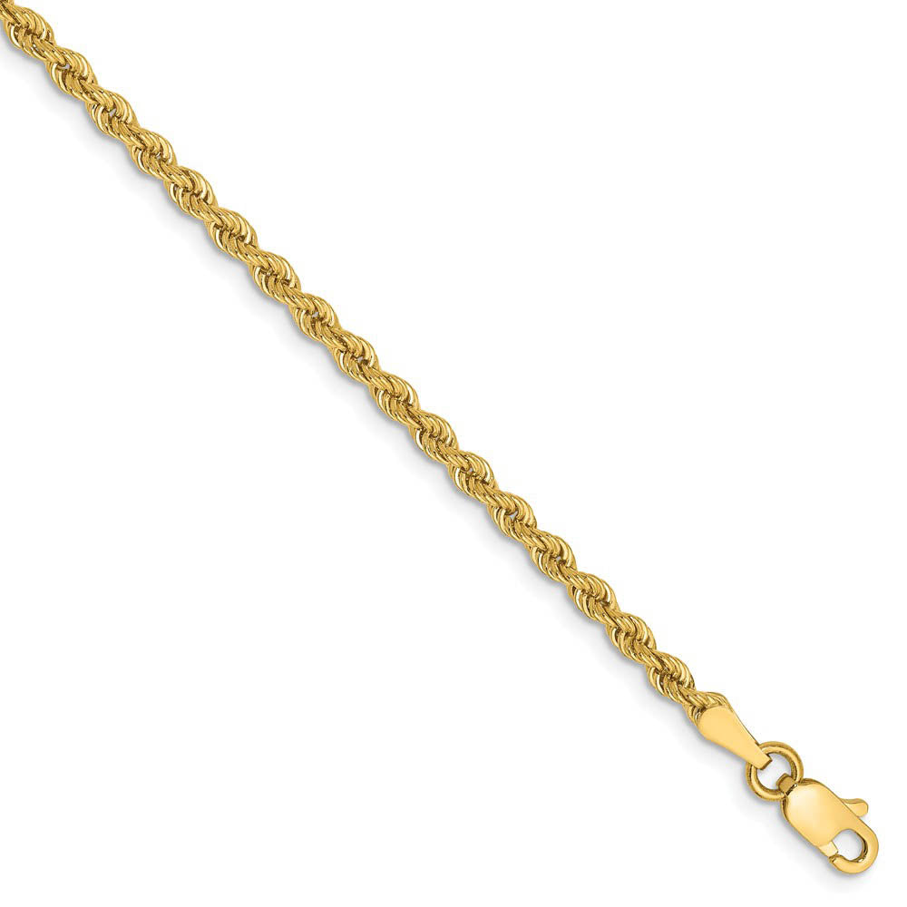 2.5mm, 14k Yellow Gold, Handmade Solid Rope Chain Anklet or Bracelet, Item C8159-B by The Black Bow Jewelry Co.