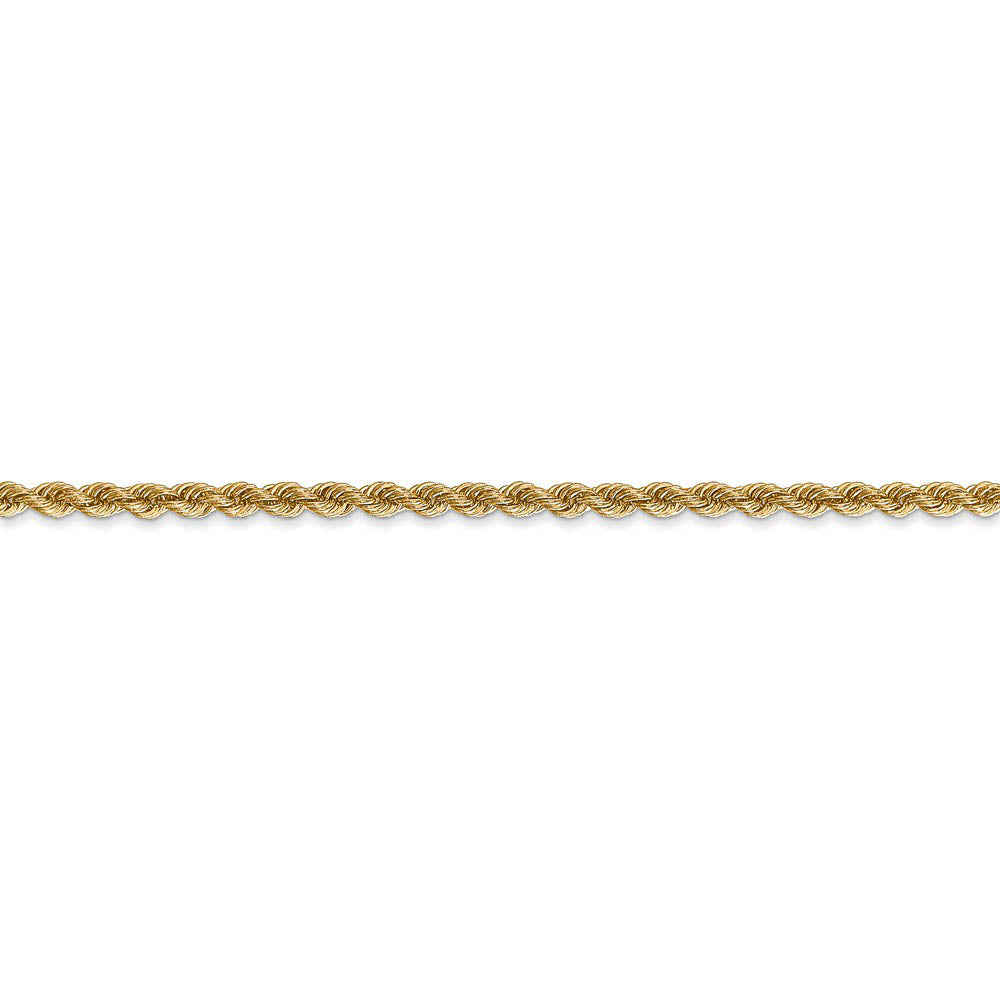 Alternate view of the 2.5mm, 14k Yellow Gold, Handmade Solid Rope Chain Anklet or Bracelet by The Black Bow Jewelry Co.