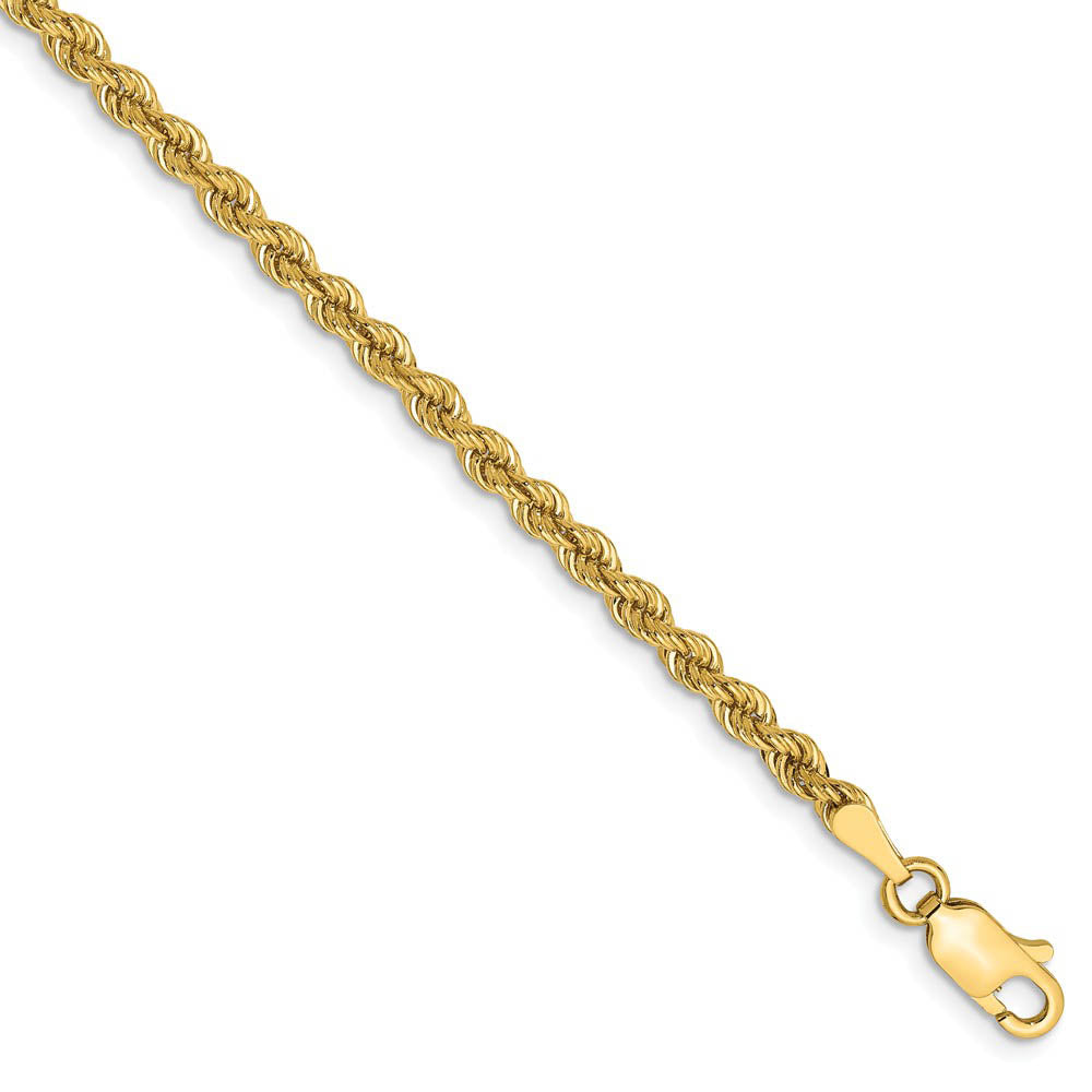 2.75mm, 14k Yellow Gold, Handmade Solid Rope Chain Anklet or Bracelet, Item C8161-B by The Black Bow Jewelry Co.