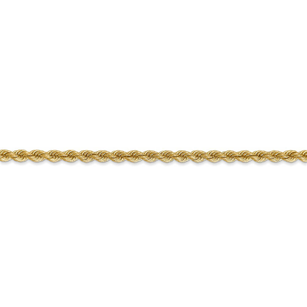 Alternate view of the 2.75mm, 14k Yellow Gold, Handmade Solid Rope Chain Anklet or Bracelet by The Black Bow Jewelry Co.