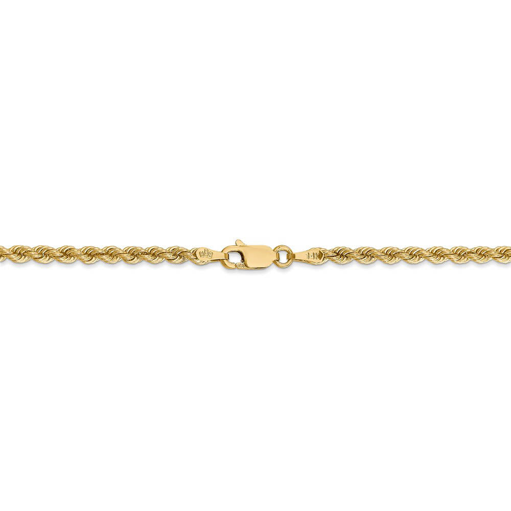 Alternate view of the 2.75mm, 14k Yellow Gold, Handmade Solid Rope Chain Anklet or Bracelet by The Black Bow Jewelry Co.