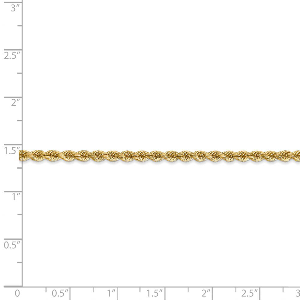 Alternate view of the 2.75mm, 14k Yellow Gold, Handmade Solid Rope Chain Anklet or Bracelet by The Black Bow Jewelry Co.